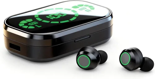 Vista 4 de TWS - Auriculares inalámbricos Bluetooth intrauditivos, impermeables, con dientes azules, auriculares inalámbricos para iPhone, teléfonos Android