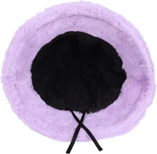 Vista 2 de Sombrero de pescador de piel sintética de felpa mullida, gorro cálido para mujer