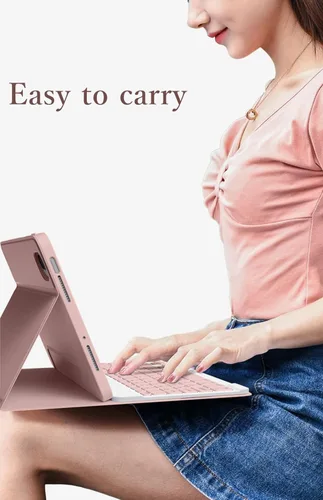 Vista 5 de Funda de teclado compatible con iPad de 9ª, 8ª y 7ª generación de 10.2 pulgadas, iPad Air de 3ª generación, iPad Pro de 10.5 pulgadas, teclas