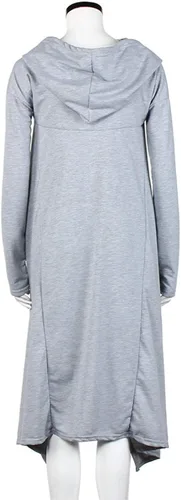 Vista 6 de Sudadera con capucha para mujer, con cremallera, color liso, casual, cálida, con estampado de cordón, largo y largo
