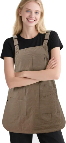 Vista 10 de Delantales para mujer con bolsillos, ajustables, de doble cara, duraderos, ligeros, para cocinar, cocinar, cocina, restaurante