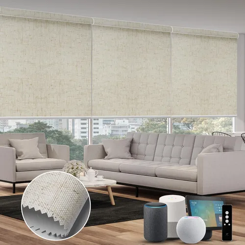 Vista 16 de SmartWings Persianas Motorizadas con Filtro de Luz, Compatible con Matter Thread Homekit Z-Wave Alexa Google, Persianas con 70% de Opacidad Safari