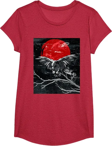 Vista 44 de Red Moon Raven - Camiseta japonesa de cuervo negro, Negro, S