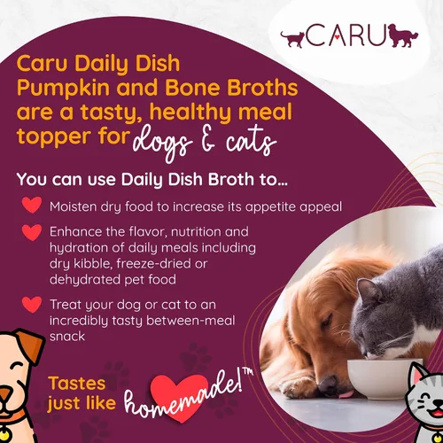 Vista 2 de Caru - Caldo de Huesos de Res Diario - Complemento para Comida de Perros y Gatos - Respalda la Salud General de las Mascotas - Caldo para Verter