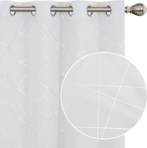 Vista 10 de Deconovo - Cortinas opacas para dormitorio y sala de estar, con aislamiento térmico, cortinas oscuras para habitación, geométricas, con ojales