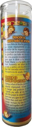 Vista 2 de Vela devocional del pilar de oro del Santo Niño de Atocha (Santo Nino de Atocha)