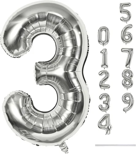 Vista 57 de Globo negro del número 0 para niñas y niños, 40 pulgadas, grande, número 0-9, de papel de aluminio, de Mylar para helio, juego de globos digitales