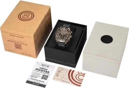 Vista 9 de AVI-8 Reloj Hawker Hunter Atlas Dual Time Cronógrafo Correa de cuero genuino