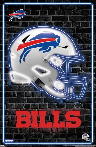 Vista 11 de NFL Buffalo Bills - Póster de pared con casco neón, 22.4 pulgadas de largo x 14.7 pulgadas de ancho, versión enmarcada de madera de granero
