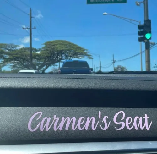 Vista 7 de Girlfriends Wife's Seat Spot Name Passenger Princess - Calcomanía de vinilo para coche, 9 pulgadas, opciones de color y fuente disponibles