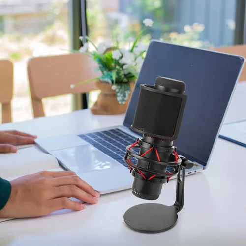 Vista 6 de HyperX QuadCast - Parabrisas con filtro Pop para micrófono, fundas de espuma compatibles con HyperX QuadCast S Mic Reduce los ruidos del micrófono