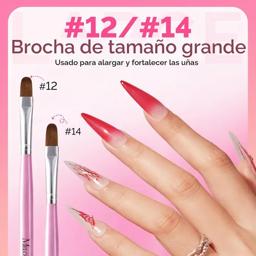 Vista 5 de MelodySusie Cepillo de uñas de gel, 7 unidades, tamaños 2-14 Destellos rosados