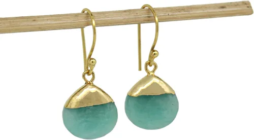Vista 7 de Gempires - Pendiente de gancho de pera natural, pendiente de meditación, joyería hecha a mano, regalo para ella