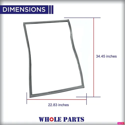 Vista 2 de Sello de puerta de refrigerador gris Whole Parts mejorado (tira magnética en el interior) – Parte # W10571967 – Compatible con modelos seleccionados