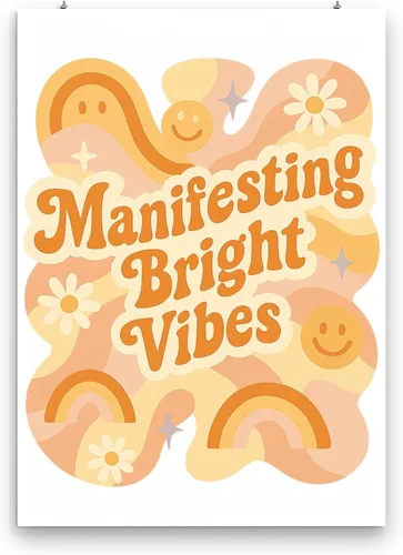 Vista 3 de Póster de Manifesting Good Vibes Only, arte de buscadores de bienestar de 13 x 19 pulgadas, impresión de archivo brillante, tipografía retro