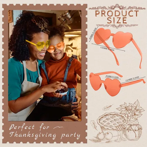 Vista 2 de RTBOFY 12 pares de lentes de sol con forma de corazón para fiesta de moda, sin marco, lentes de sol en forma de corazón para mujeres, recuerdos