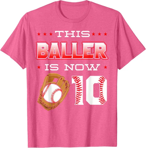 Vista 40 de This Baller Is Now 10 - Camiseta de béisbol para fiesta temática de cumpleaños número 10, Negro