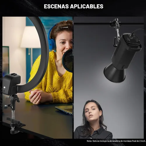 Vista 8 de NEEWER Agarre de mandíbula de extremo de 2" con perno prisionero de 5/8