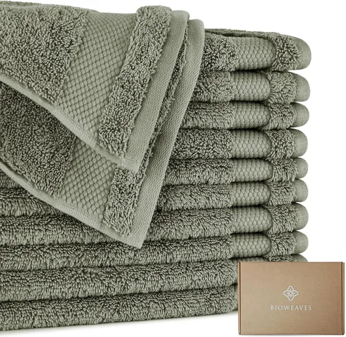 Vista 21 de BIOWEAVES 100% Algodón Orgánico 700 GSM Suave Juego de Toallas Premium de 6 Piezas Certificado GOTS, 2 Toallas de Baño, 2 Toallas de Mano y 2 Paños