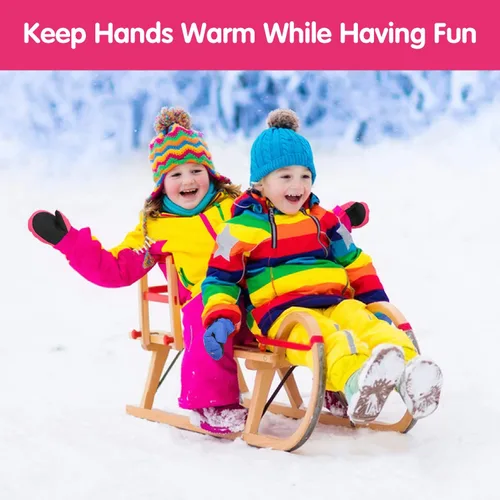 Vista 2 de MoKo Manoplas de esquí para niños, guantes impermeables y resistentes al viento para niñas y niños, guantes térmicos de invierno para nieve