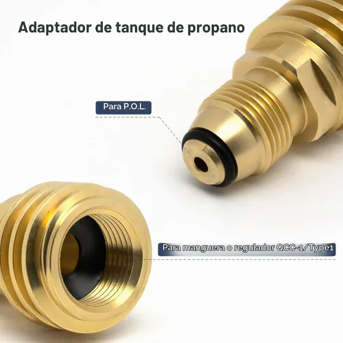 Vista 3 de VANCOCO Adaptador de tanque de propano de latón POL a QCC1/Type1, antiguo a nuevo, para válvula de servicio de tanque POL LP a manguera QCC1/Type1