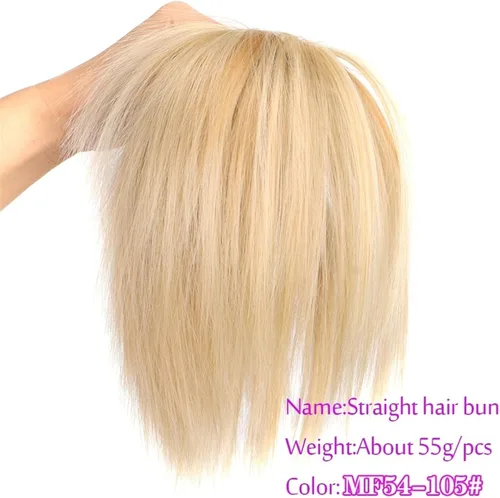Vista 2 de GRFIT Hair Bun Chignon Synthetic Hair Bun Extensions Messy Fluffy Straight Hair Elastic Band Chignon Scrunchy Wrap Updo False Hair Pieces for Women