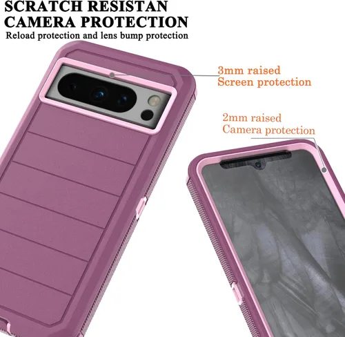 Vista 5 de YmhxcY Funda para Pixel 8 Pro con protector de pantalla integrado, a prueba de caídas, 3 capas, funda duradera, a prueba de golpes, protección