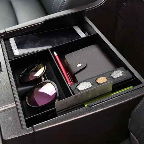 Vista 5 de Compatible con accesorios Toyota Tundra Organizador de bandeja de consola central para Tundra 2007-2020 2021, bandeja de almacenamiento secundario