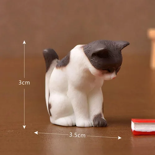 Vista 6 de Juego de 10 piezas de juguetes de personaje de gato Kawaii para decoración de tartas, figuras de gato, decoración de escritorio, regalo de Navidad