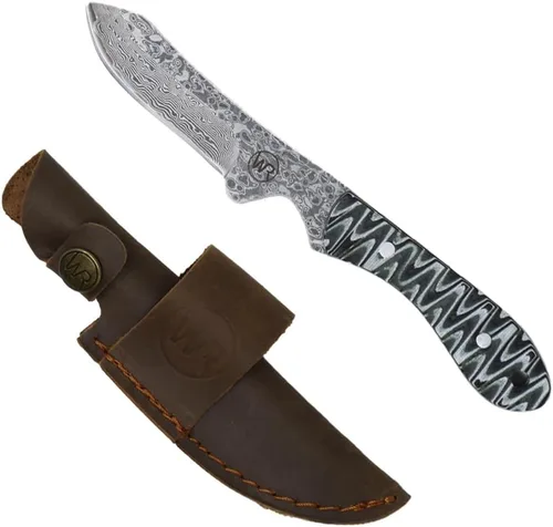 Vista 7 de WHISKEY BENT HAT CO. Sendero Caper 440 Cuchillo de hoja fija de acero inoxidable con funda de cuero (Arizonan)