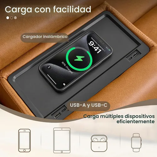 Vista 4 de Sofá biplaza reclinable eléctrico, sofá reclinable eléctrico Marrón