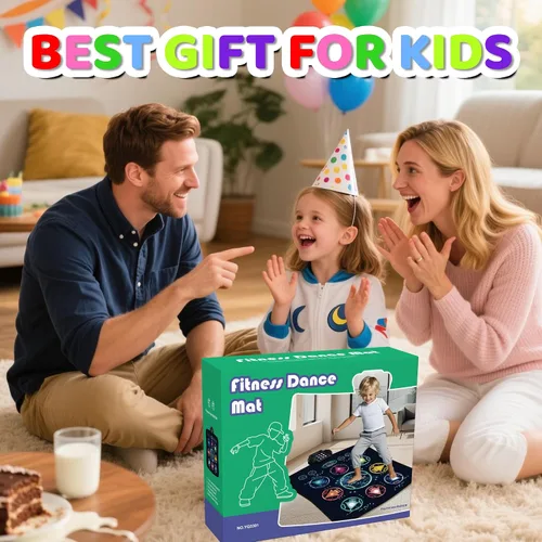 Vista 6 de Tapete de baile interactivo para niños, tapete de juego de música portátil, regalo para niñas y niños de 3 a 12 años, ideal para coordinación