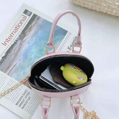 Vista 5 de Bolso bandolera para niños pequeños con forma de concha pequeña con cadena para niños