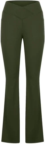 Vista 6 de Ceboyel Pantalones de yoga con corte de bota para mujer, leggings de entrenamiento de cintura alta, pantalones deportivos con bolsillos