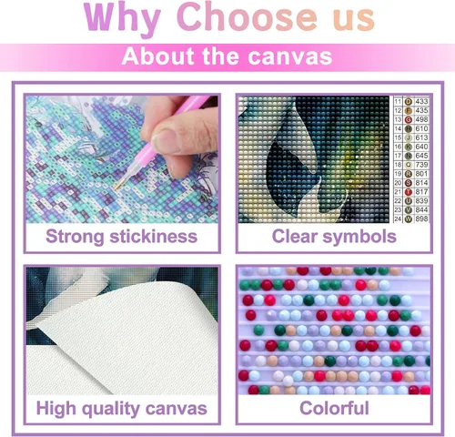 Vista 3 de Kits de pintura de diamantes para adultos, kit de arte de diamantes 5D para principiantes, pintura de ballena Beluga DIY con diamantes redondos