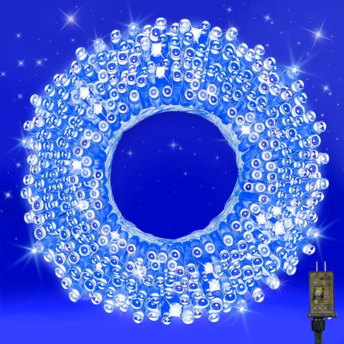 Vista 16 de Guirnalda de luces blancas cálidas de 33 pies, 100 luces LED impermeables en cable transparente, para interiores y exteriores, Navidad, boda, patio