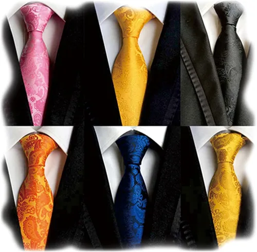 Vista 13 de WeiShang Lote de 6 corbatas clásicas de seda para hombre, corbatas tejidas jacquard