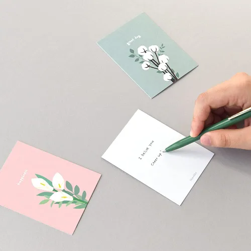 Vista 4 de Monolike Tarjeta Día a día, Flor para ti ver.2 - Mezcla 36 Mini Tarjetas individuales, 36 sobres, 36 pegatinas Paquete