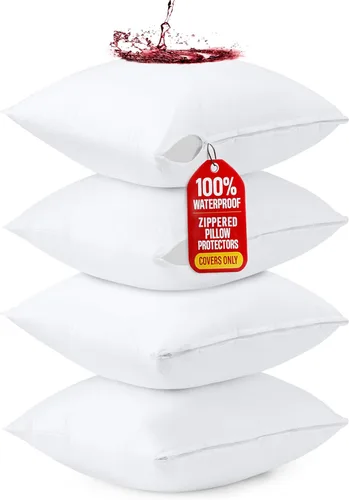 Vista 15 de Utopia Bedding - Fundas impermeables para almohadas (sin insertos de almohada) con cremallera europea (paquete de 2, blanco), fundas de almohada
