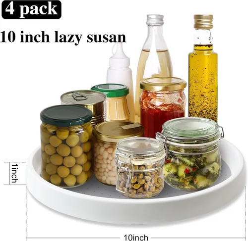 Vista 2 de Lazy Susan, 2 unidades: estante organizador antideslizante Lazy Susan de 10 pulgadas para gabinete, organización y almacenamiento de despensa