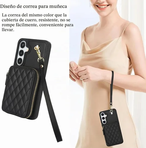 Vista 7 de Asuwish Funda de teléfono para Samsung Galaxy S25 5G Wallet Cell Cover con protector de pantalla de vidrio templado, correa cruzada de muñeca