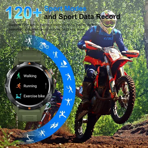 Vista 3 de Relojes inteligentes para hombre (respuesta/hacer llamadas) con linterna de grado militar, compatible con Android y iPhone, resistente al agua
