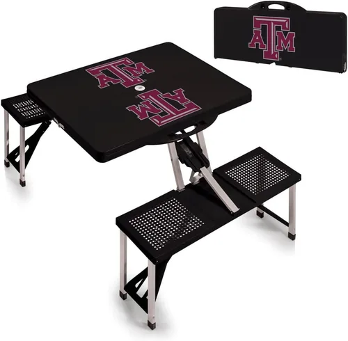 Vista 4 de PICNIC TIME NCAA North Carolina Tar Heels Folding Picnic Table - Camping Table - Outdoor Table with Umbrella Hole