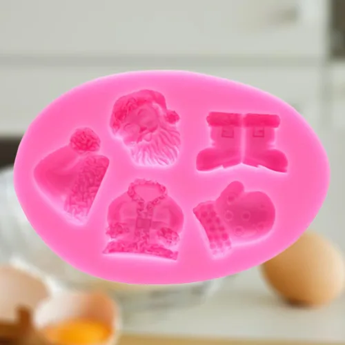 Vista 7 de Molde de silicona de Navidad para pastel de chocolate de Navidad, molde para hornear galletas, bandeja de molde de caramelo de Navidad 3D, mini