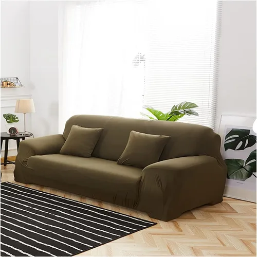 Vista 4 de Daesar Fundas elásticas para sofá, fundas impermeables de color liso, color beige y blanco (poliéster de 1 plaza)