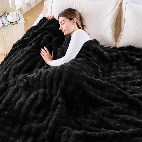 Vista 27 de NEWCOSPLAY Manta para Sofá Aqua Súper Suave de Franela Polar 3D Burbuja Ligera Manta de Cama para Uso en Todas las Estaciones (Aqua, Throw(50"x60"))