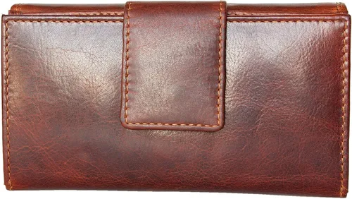 Vista 5 de Amplia cartera de cuero RFID hecha de una fuerte piel de vaca auténtica, Marrón