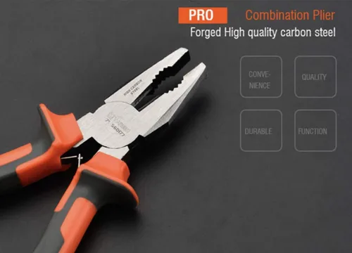Vista 4 de Edward Tools Alicates combinados de 8 pulgadas - Mandíbulas de agarre extrafuertes mecanizadas - Alicates de corte lateral resistentes para cables