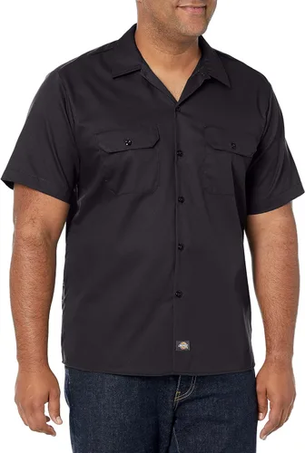Vista 5 de Dickies Camisa de trabajo flexible de manga corta para hombre Slim Fit - P Negro