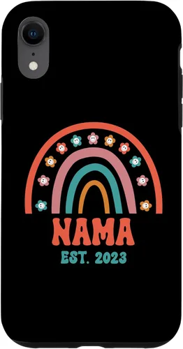 Vista 9 de iPhone 12 mini Retro Nama Groovy Grandma Est. 2023 Rainbow Boho Style Case